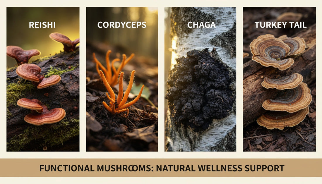 Functional Mushrooms Explained: Reishi, Cordyceps, Chaga, and Turkey Tail
