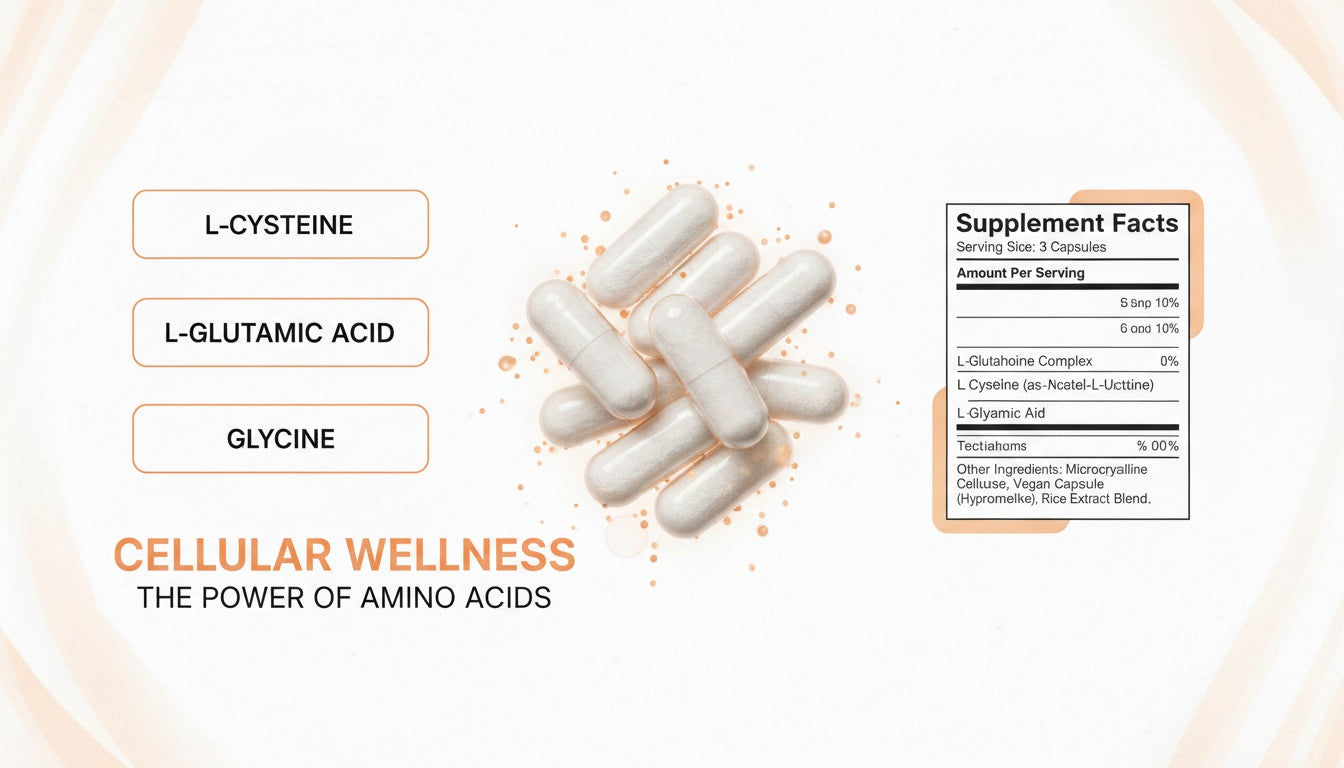 Glutathione Precursors Explained: Cysteine, Glutamic Acid and Glycine on the Label