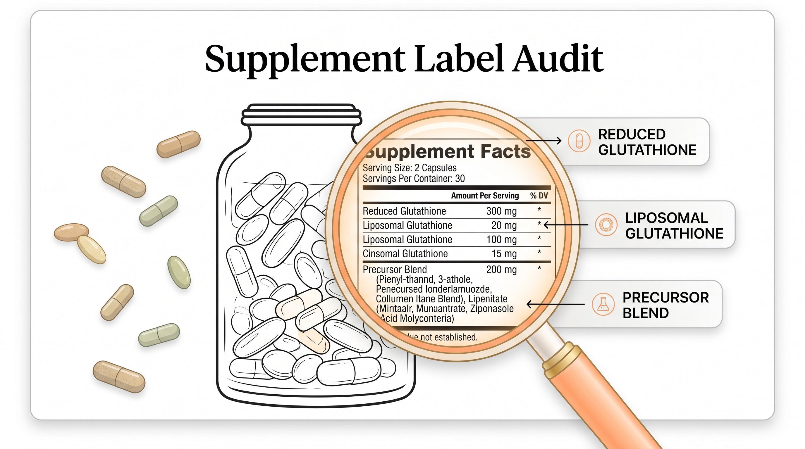 Dual-Form Glutathione Label Audit: Reduced, Liposomal and Precursor Blend Explained