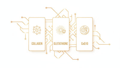 Collagen + Glutathione + CoQ10 Ingredient Map: Structure, Antioxidant and Cellular Energy Roles