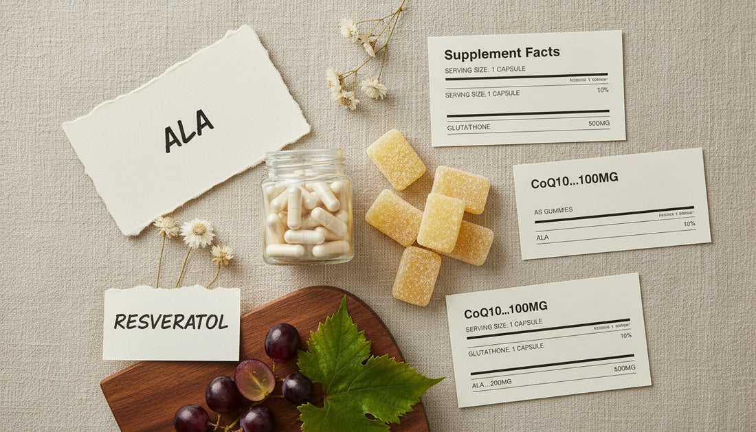 Glutathione, Resveratrol, ALA, and CoQ10: How Antioxidant Stacks Are Usually Structured