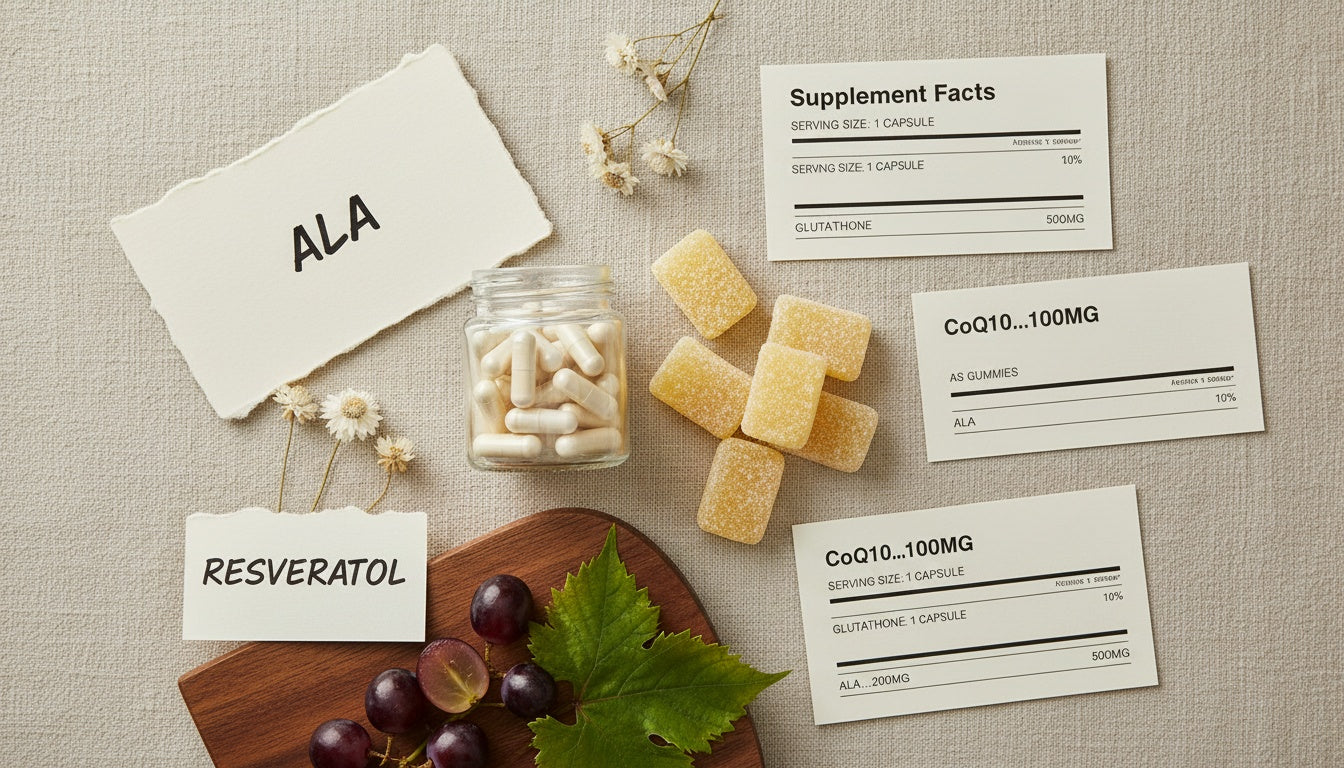 Glutathione, Resveratrol, ALA, and CoQ10: How Antioxidant Stacks Are Usually Structured