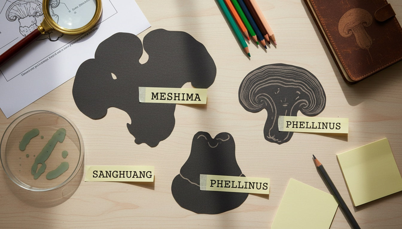 Meshima, Sanghuang, Phellinus: Sorting Out a Confusing Mushroom Label
