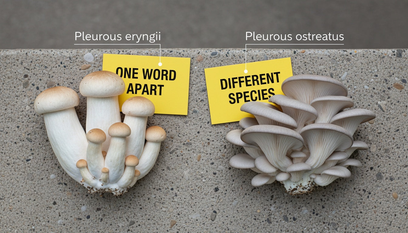 King Oyster vs. Oyster Mushroom — One Word Apart, Completely Different