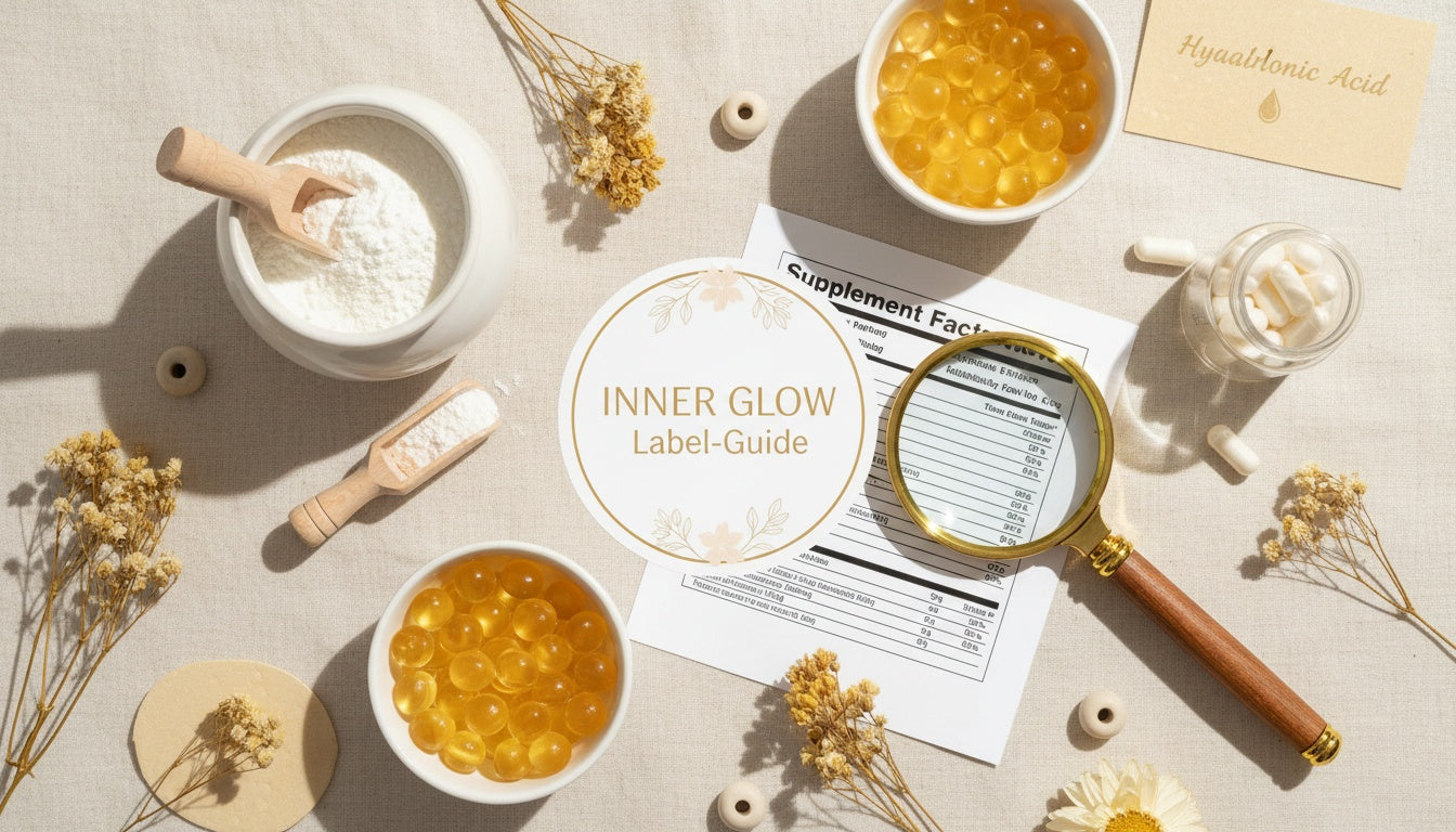 Inner Glow Stack Structure: Collagen, Glutathione, CoQ10, and Hyaluronic Acid Label Guide