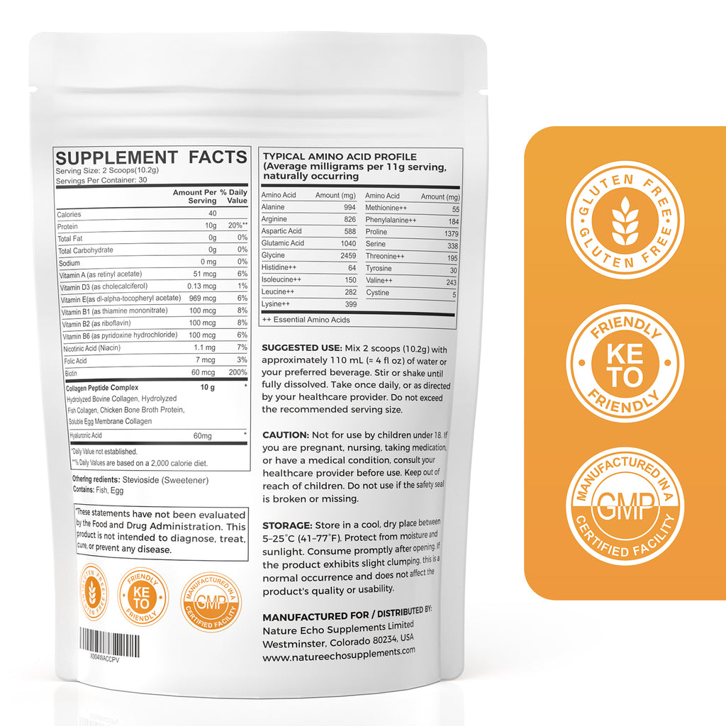 Collagen & Multivitamins Powder — Types I–V with Hyaluronic Acid & Biotin