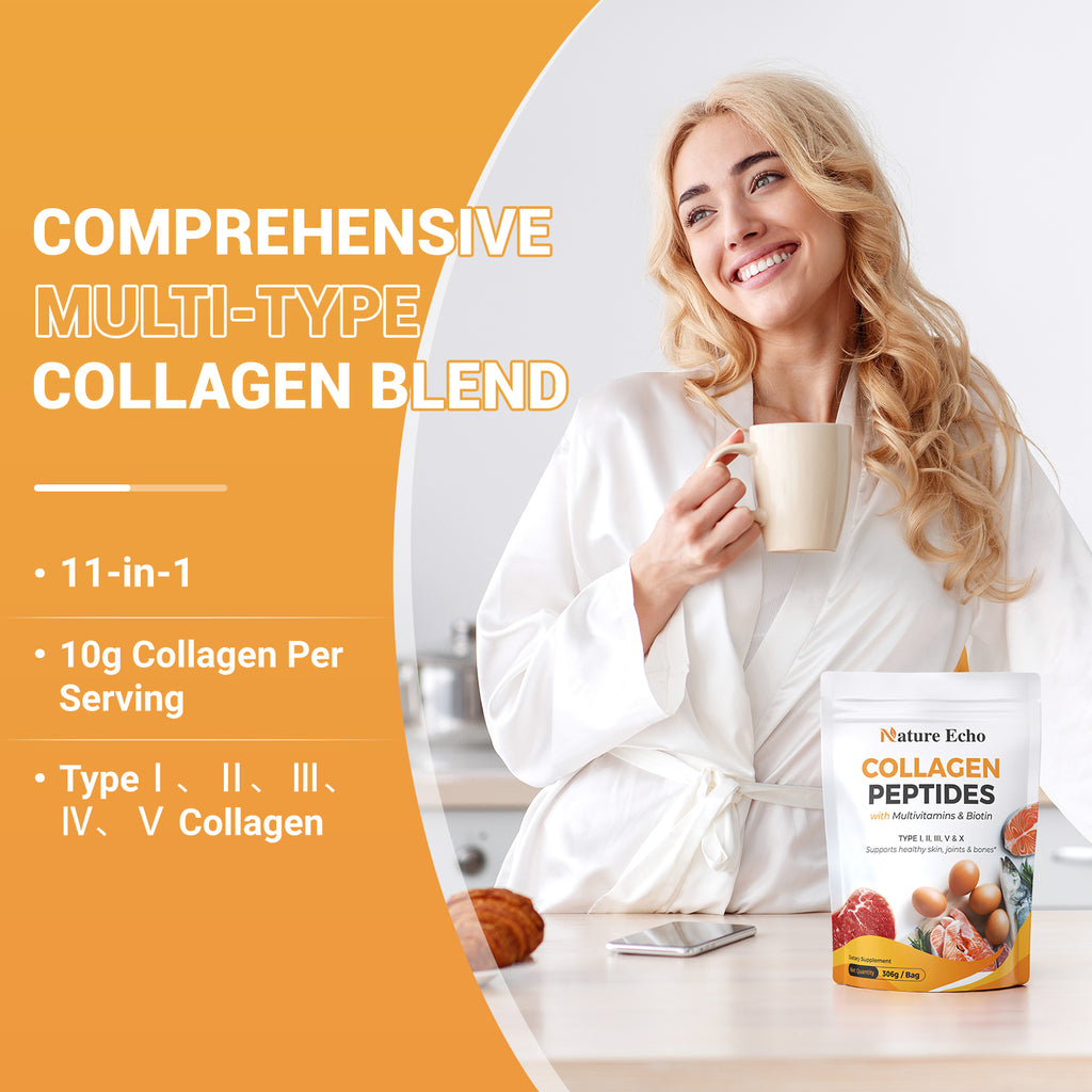 Collagen & Multivitamins Powder — Types I–V with Hyaluronic Acid & Biotin