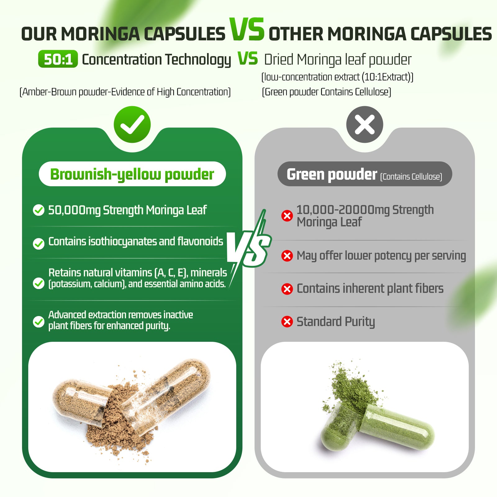 Moringa Extract Capsules — 1,000mg Per Serving