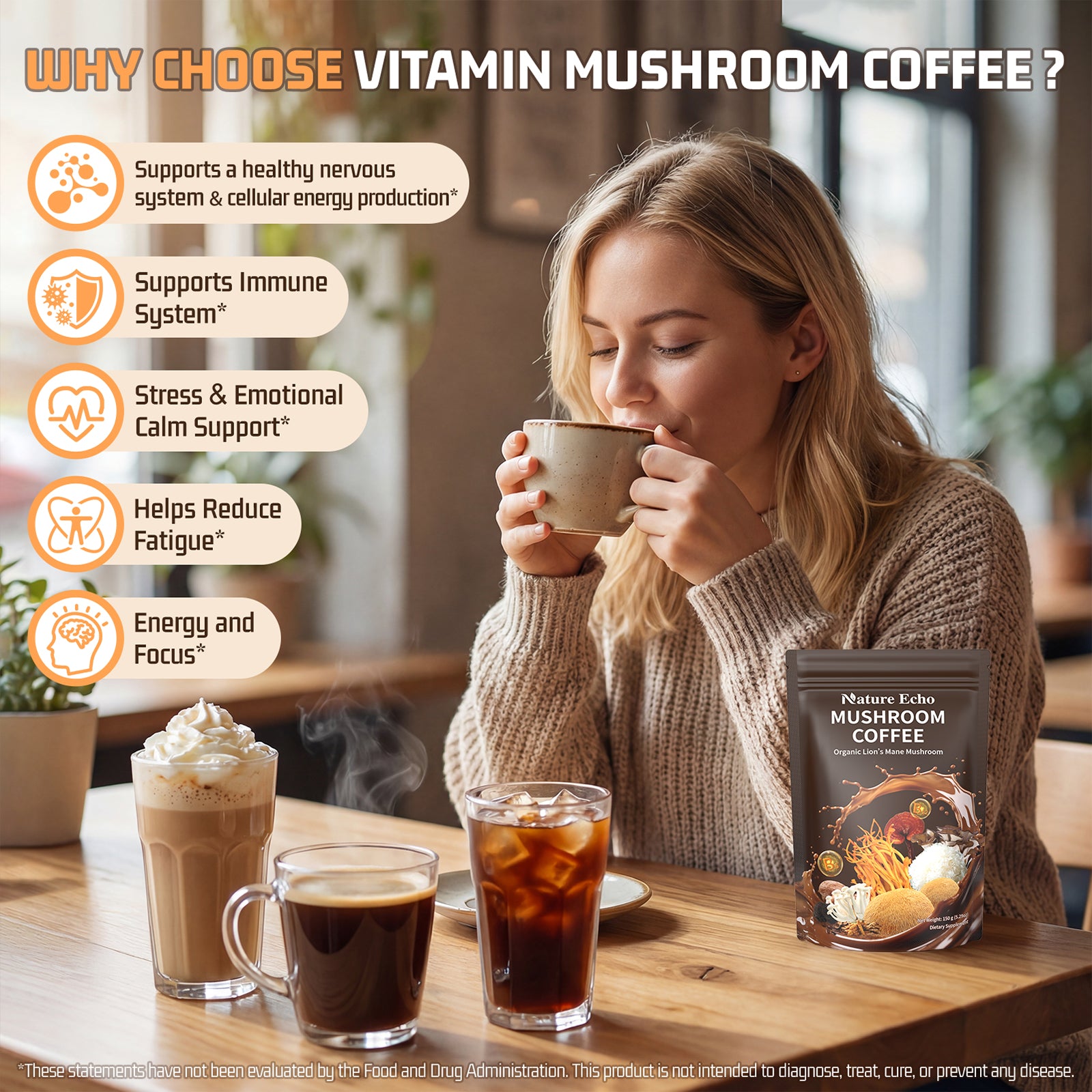 Mushroom Coffee 15 in 1 Mushrooms with Ashwagandha
