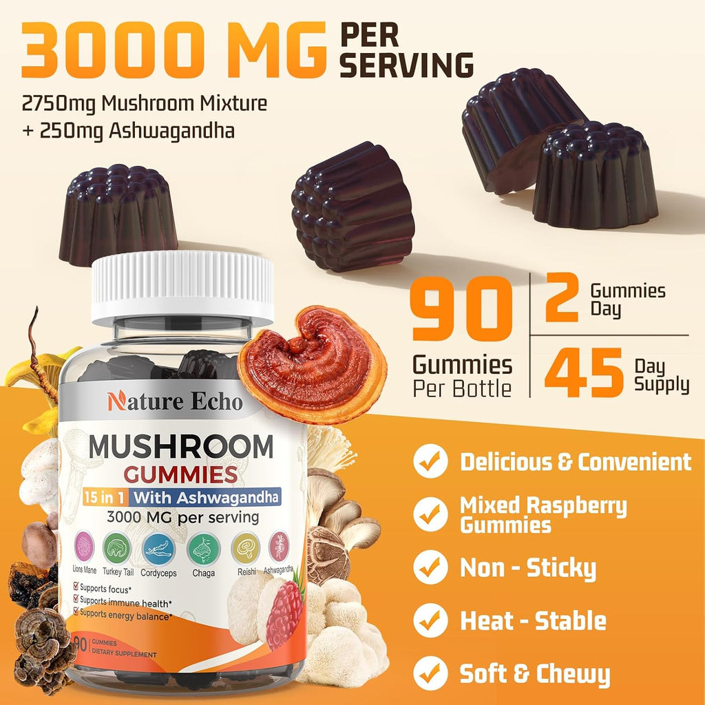 Mushroom Gummies — 15-in-1 with Ashwagandha