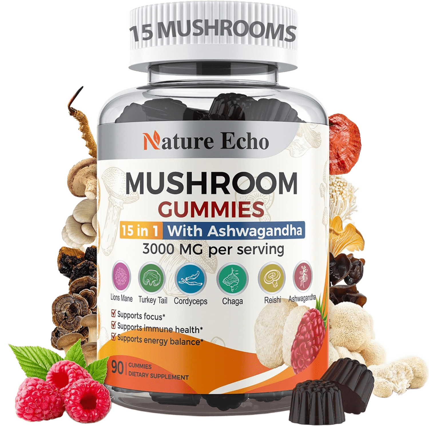 Mushroom Gummies — 15-in-1 with Ashwagandha