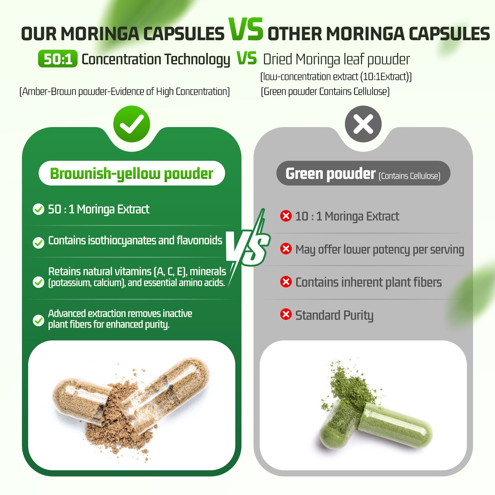Moringa Extract Capsules — 1,000mg Per Serving