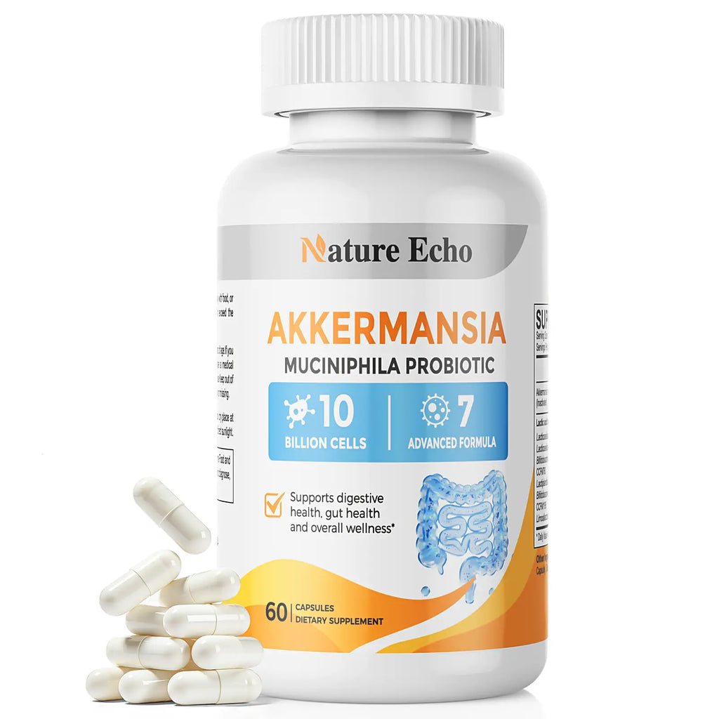 Akkermansia Probiotic Capsules — 10 Billion Cells | 7-in-1 Synbiotic Formula