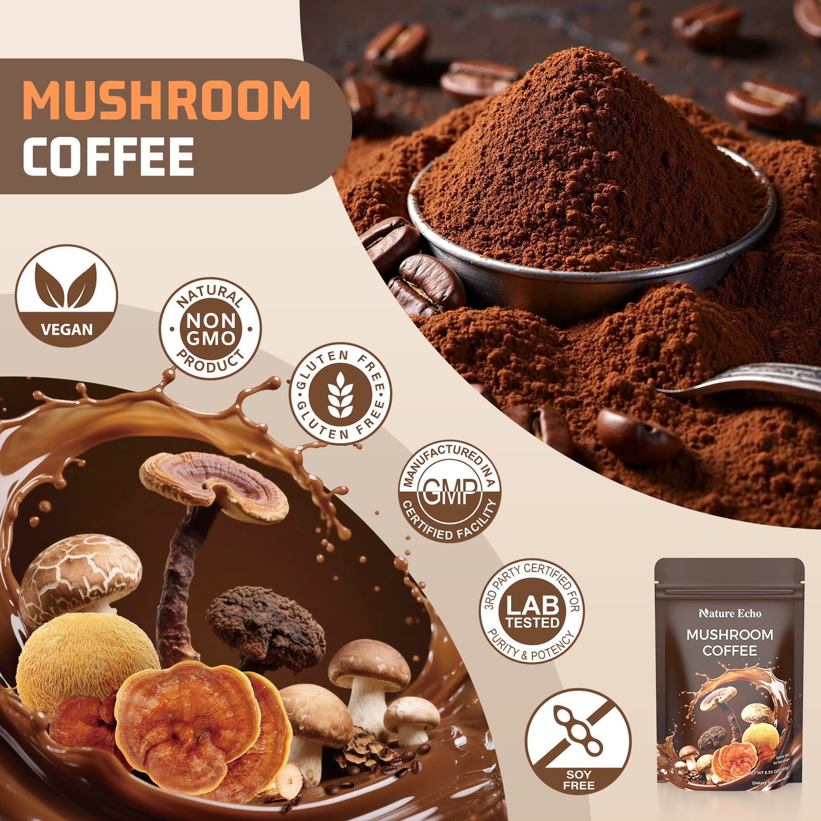Mushroom Coffee 11 in 1 Mushrooms with Ashwagandha