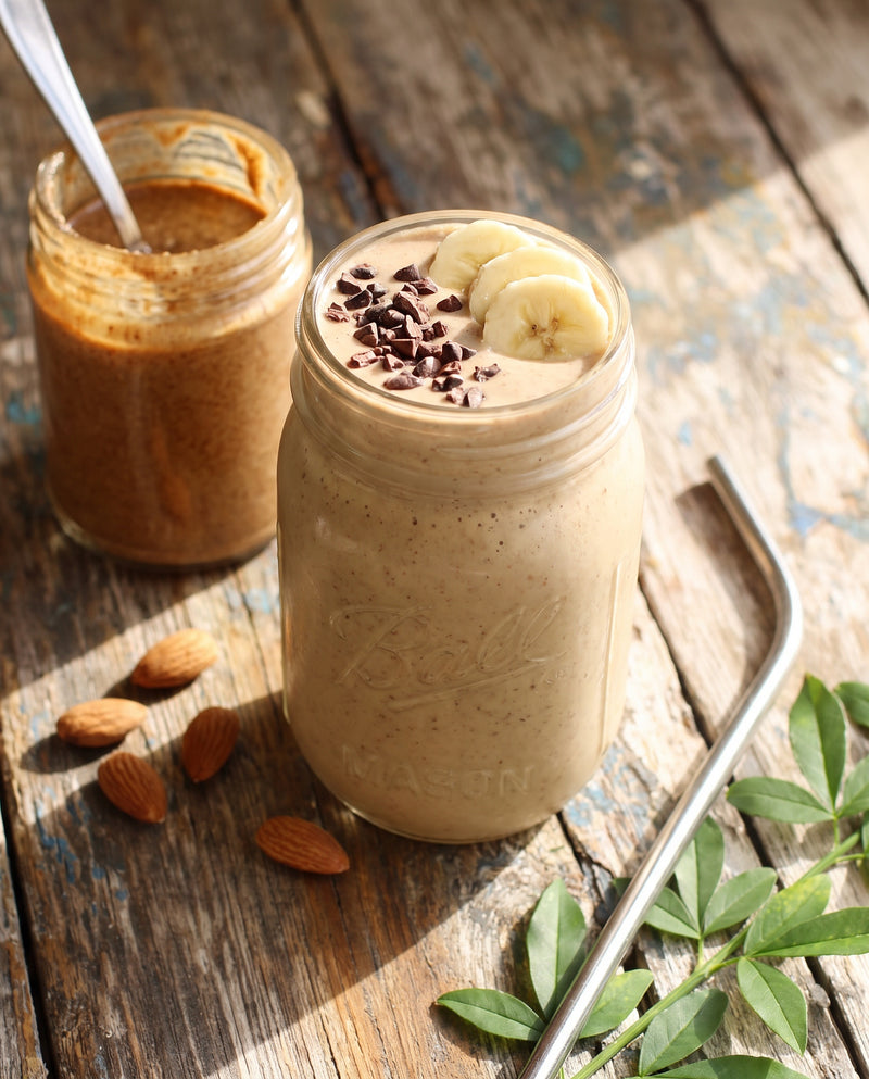 Banana Almond Butter Mushroom Coffee Smoothie