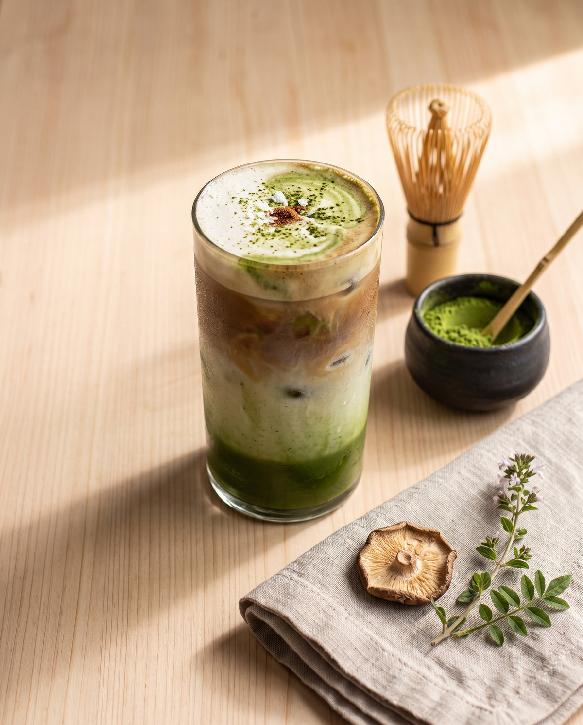 Iced Matcha Mushroom Coffee Fusion Latte 