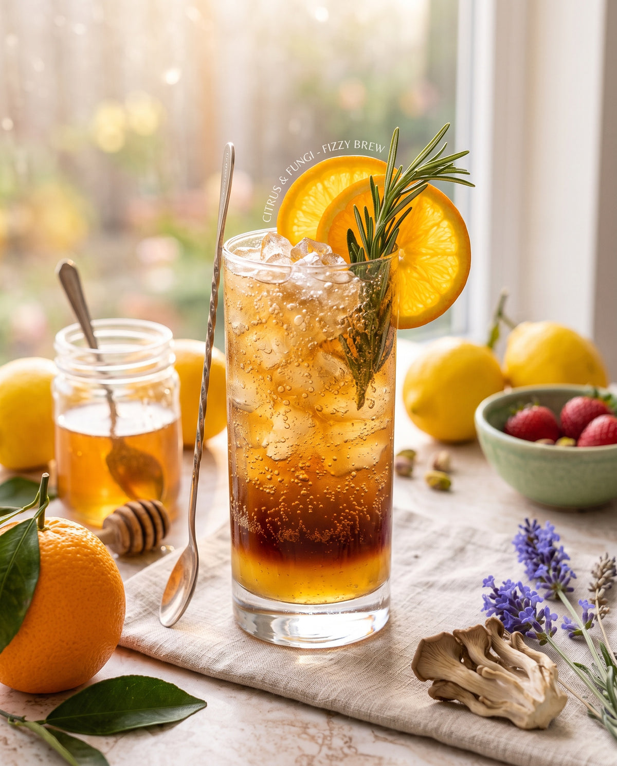 Sparkling Citrus Mushroom Coffee Cooler